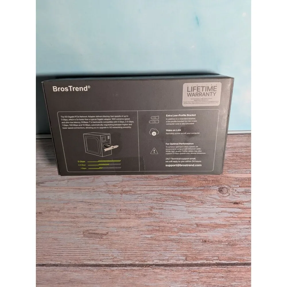 BrosTrend 5G Gigabit PCIe Network Adapter (Model P2) - Open Box Complete